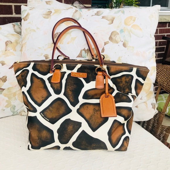 Dooney & Bourke Handbags - Dooney & Bourke Canvas/Leather Giraffe Print Tote
